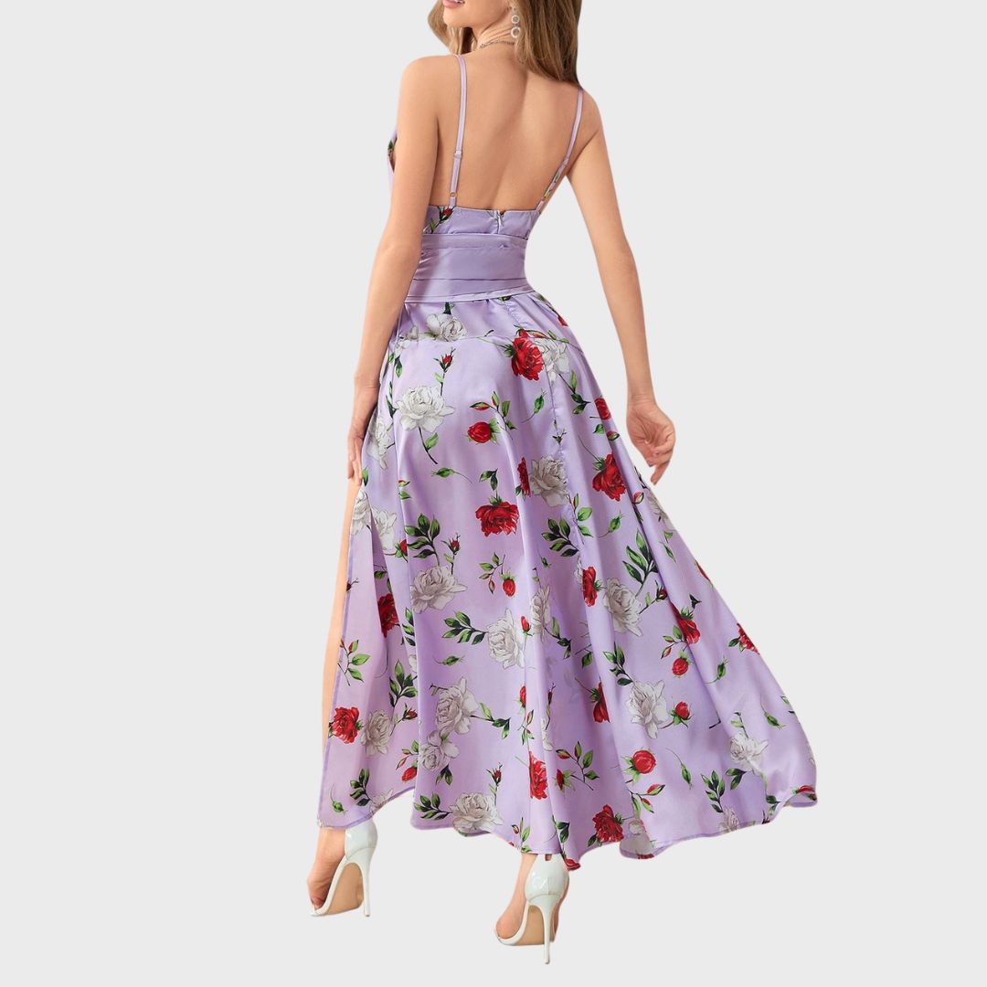 Lilac Moonlight: Elegant omlottinspirerad klänning med hög slits